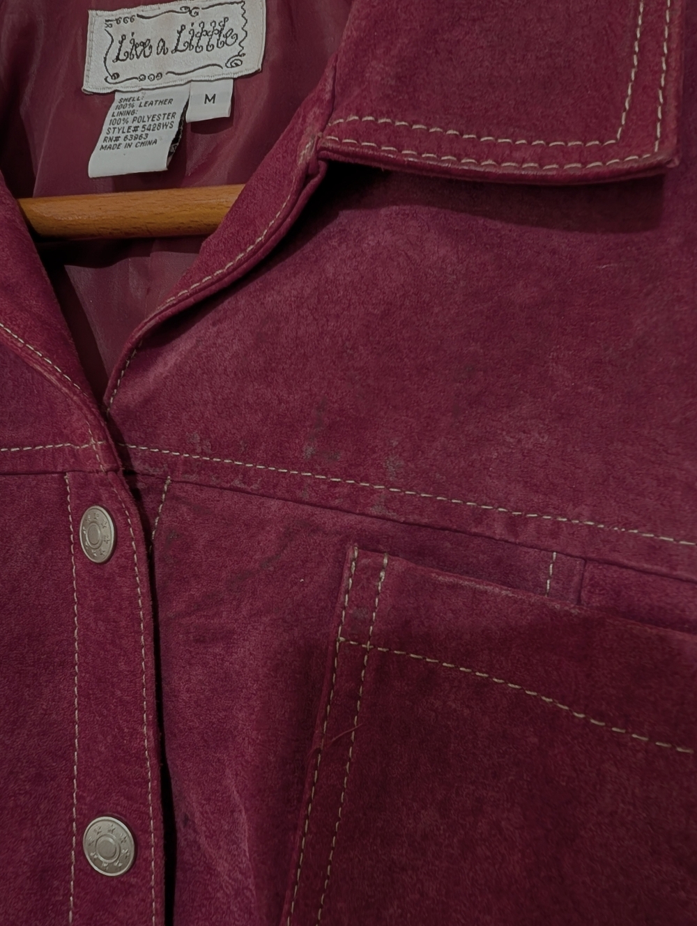 GUC Vintage Bohemian Cowgirl - Raspberry Suede Western Jacket. Size M. - Picture 4 of 6